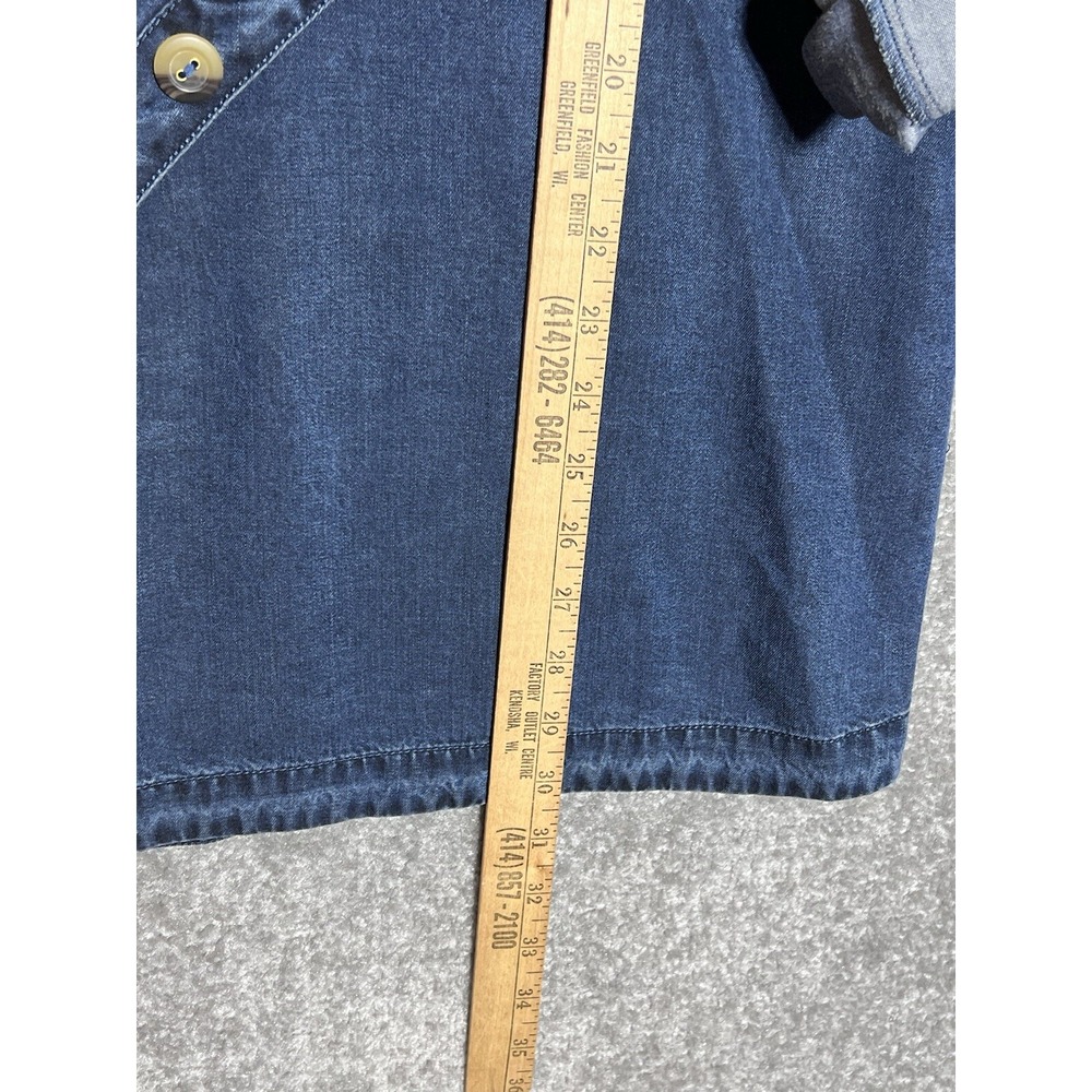 Soft Surroundings Chambray Tunic Top Womens Size Large Blue Long Sleeve Roll Tab - Picture 8 of 8